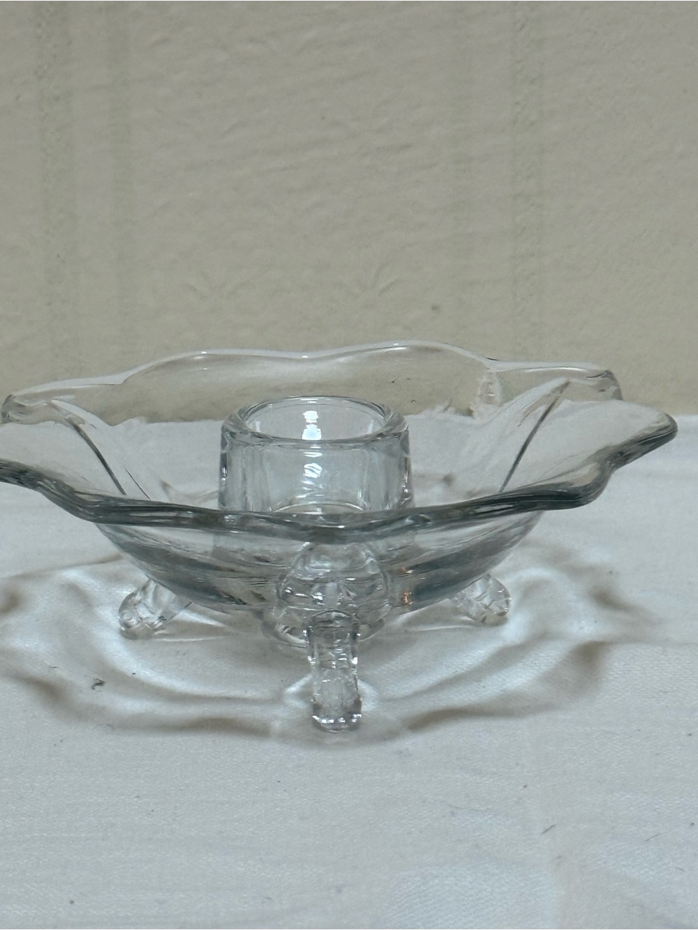 Fenton Clear Glass Candle Footed‎ Dish